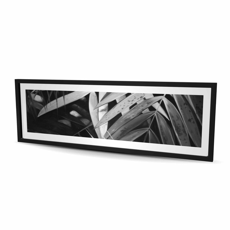 Feuilles tropicales monochromes - imprimé botanique noir et blanc, H 20 po x l 60 po, Noir