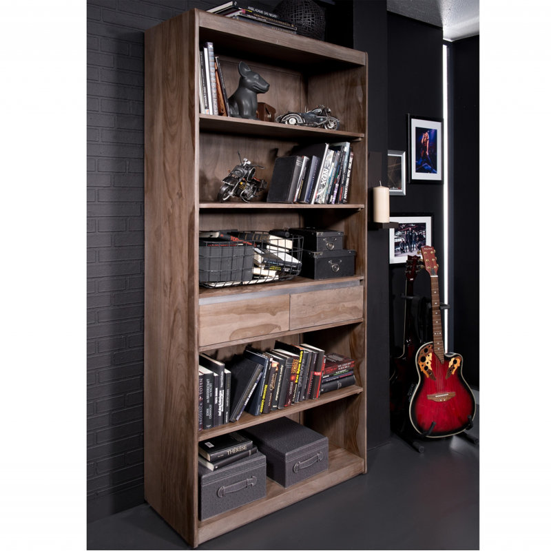 Sydney 205 cm H x 90 cm W Solid Wood Standard Bookcase, Smoked oak