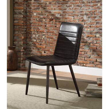 Black Contrast Stitch Leather Dining Chair Black