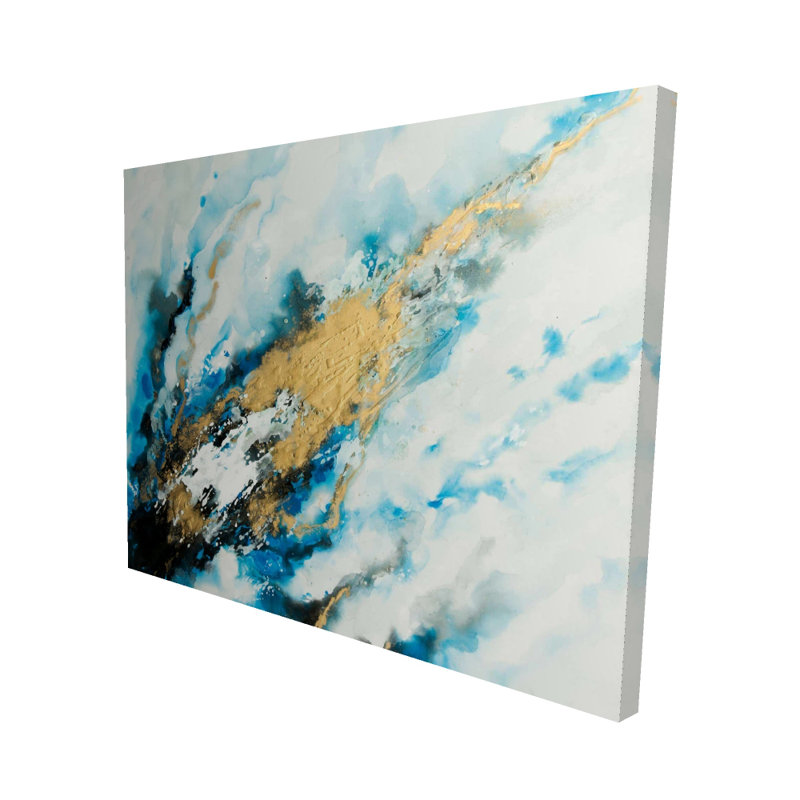 Blue and Gold Marble - Modern Shapes Canvas for Home Decor