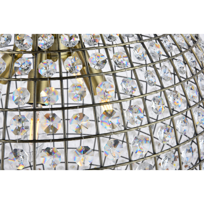 Tessanne Dimmable Metal and Globe Pendant, 24.5" H x 20" W x 20" D, 4 Lights