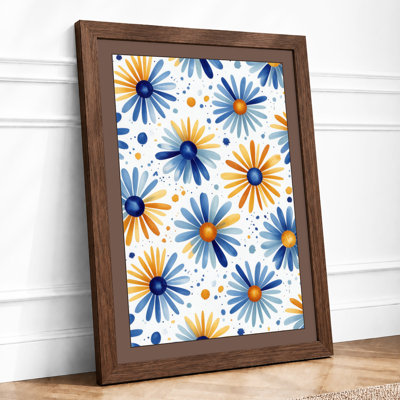 Daisy Bloom Pattern Botanical - Framed Print