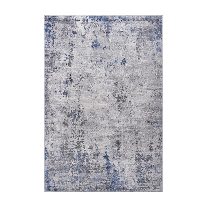 Silver/Abstract Non-Shedding Living Room Bedroom Dining Home Office Stylish And Stain Resistant Area Rug