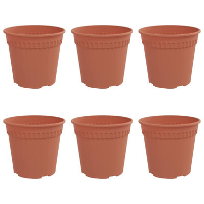 Round Flower Pot 6 Pcs Plastic