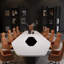 Table de conférence hexagonale blanche en bois massif et acier au carbone-653067018