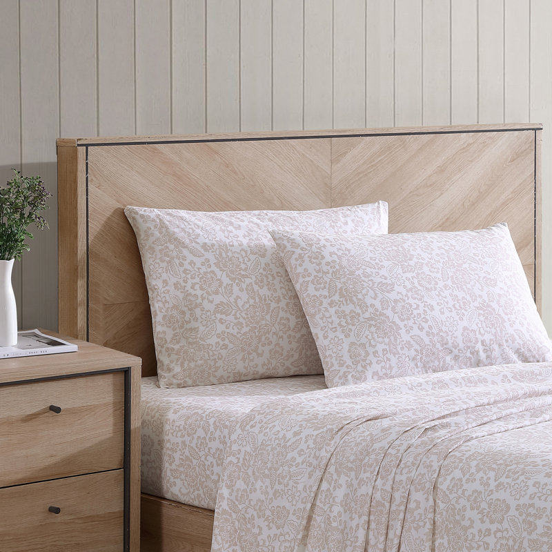 Mae Pink Floral Cotton Percale Queen Sheet Set
