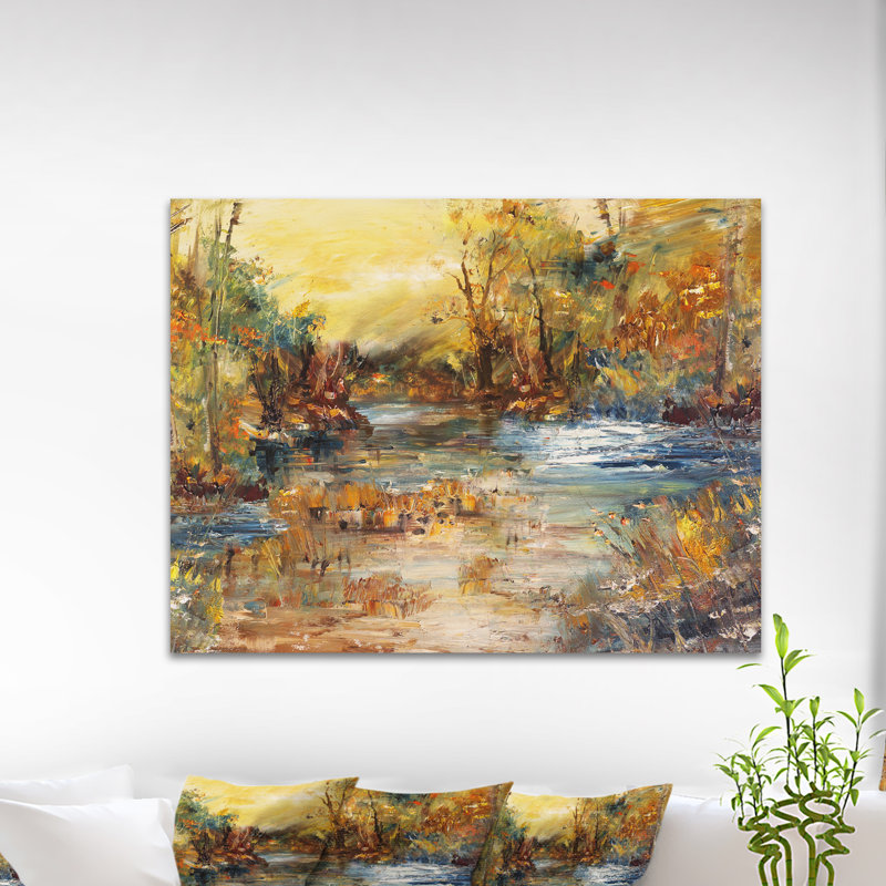 Schafer «River in Forest», peinture, H 12 po x l 20 po x p 1 po, Toile tendue
