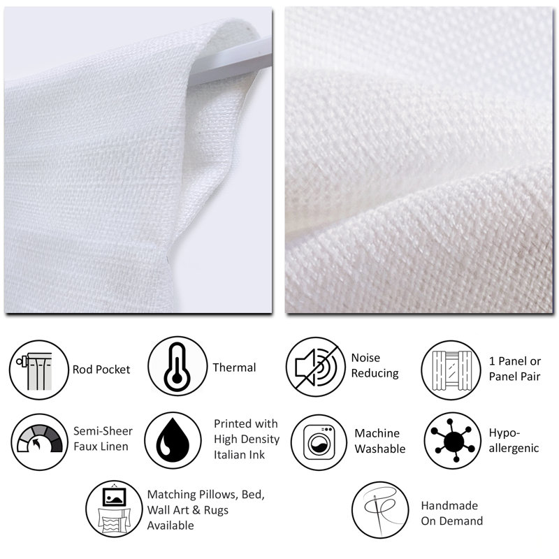 Panneau de rideau simple semi-diaphane avec passe-tringle Beautiful Peacock Feathers, l 52 po x L 63 po