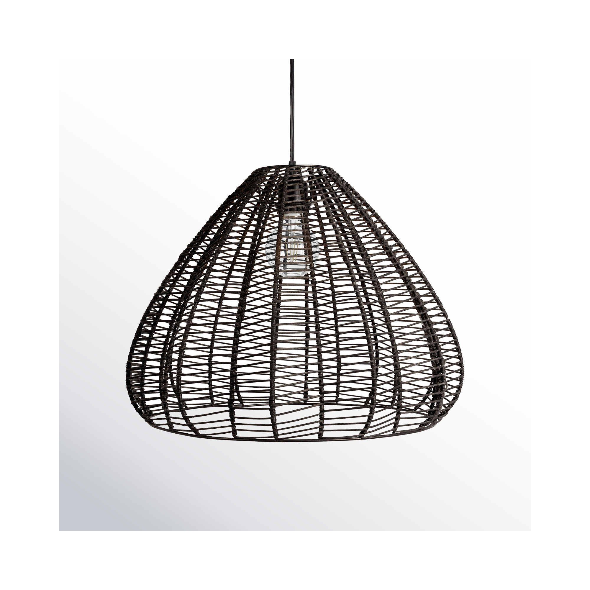 Venus Single Light Rattan Pendant, Black, Black