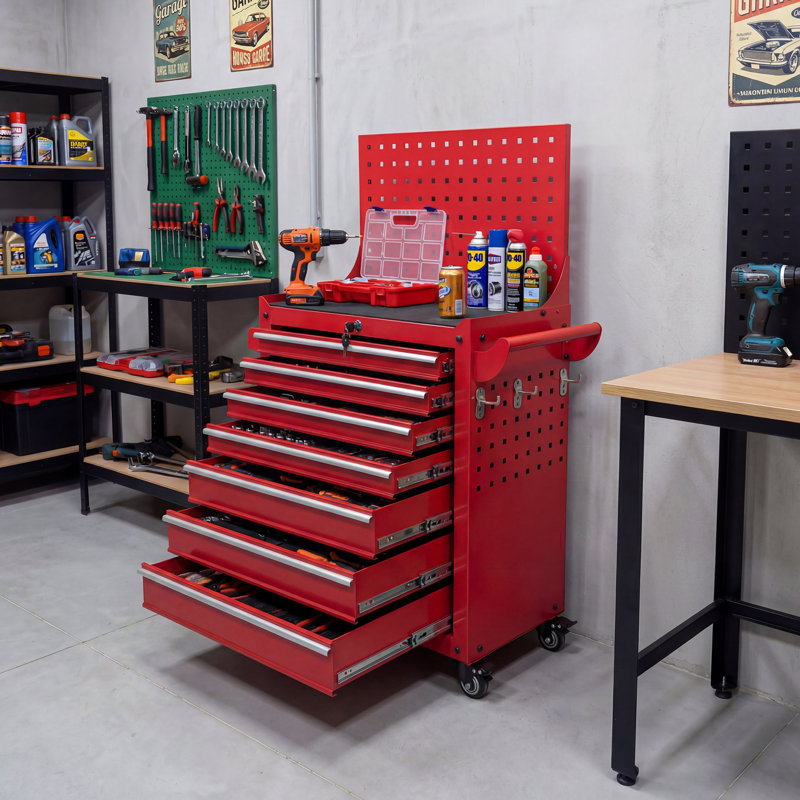  Rangement verrouillable 7 tiroirs avec roulettes pour atelier de garage