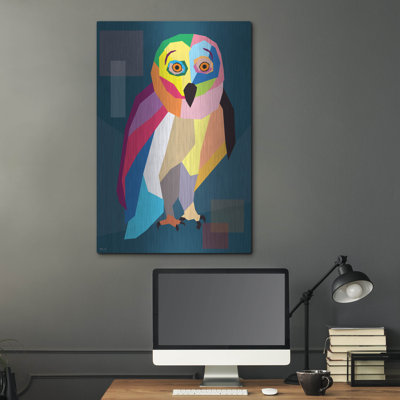 Art mural en métal «Owl Wpap» par Mark Ashkenazi, Millwood Pines, 24 po x 36 po