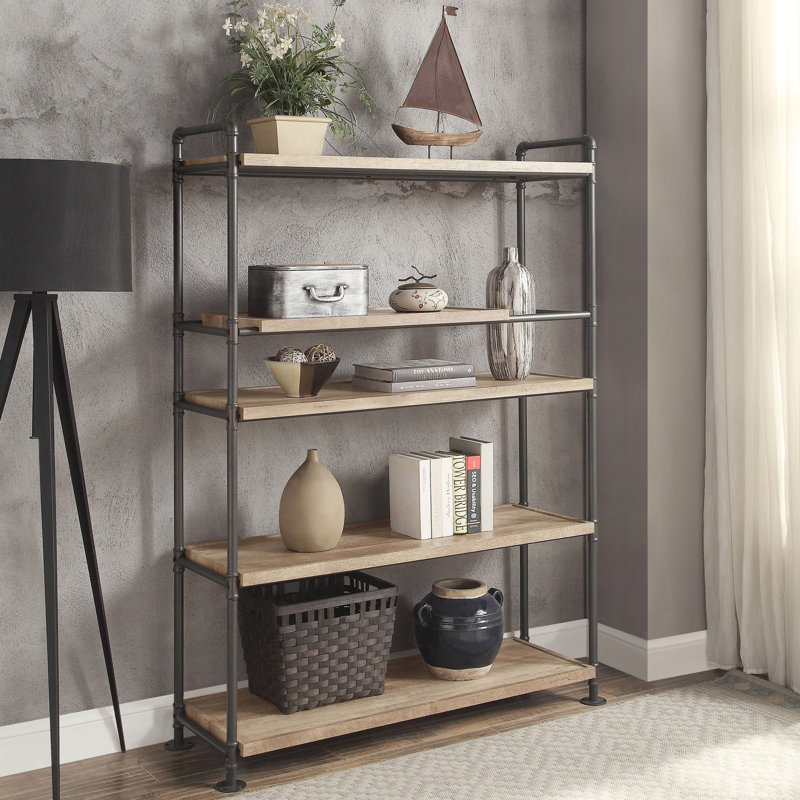 Bibliothèque Brantley Oak & Sandy, (5 tablettes) H 65 po x l 48 po x P 16 po