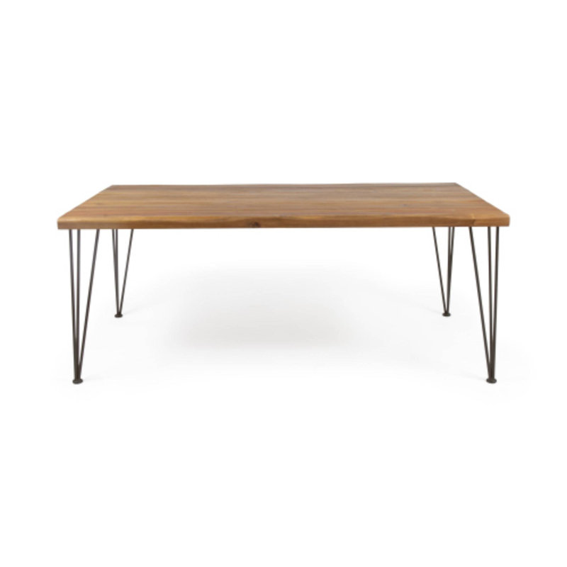 Wood & Metal Rectangular Dining Table