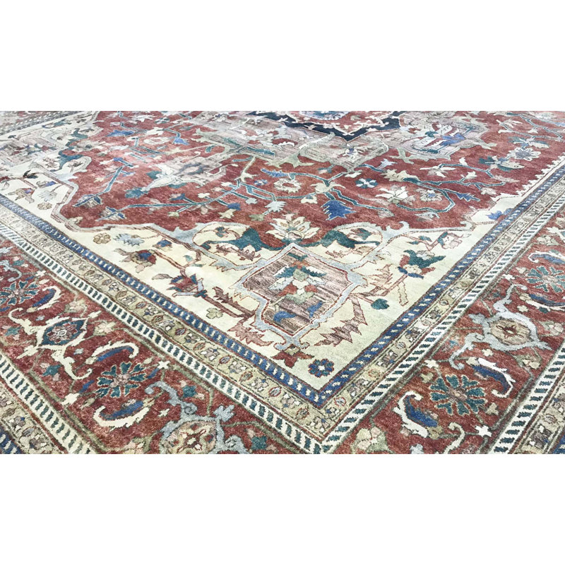 Tapis rouille et rouille de haute qualité noué à la main