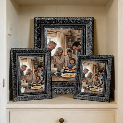 Cadre de table noir 3 pièces pour photos et décor de hall d'entrée 5 po x 7 po