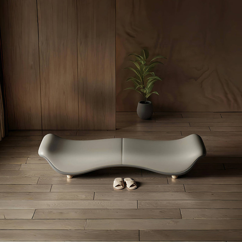 Banc rembourré en cuir haut de gamme, Gris