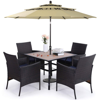 Leonard 4 - Person Patio Dining Set with Square Table , Cushions Included