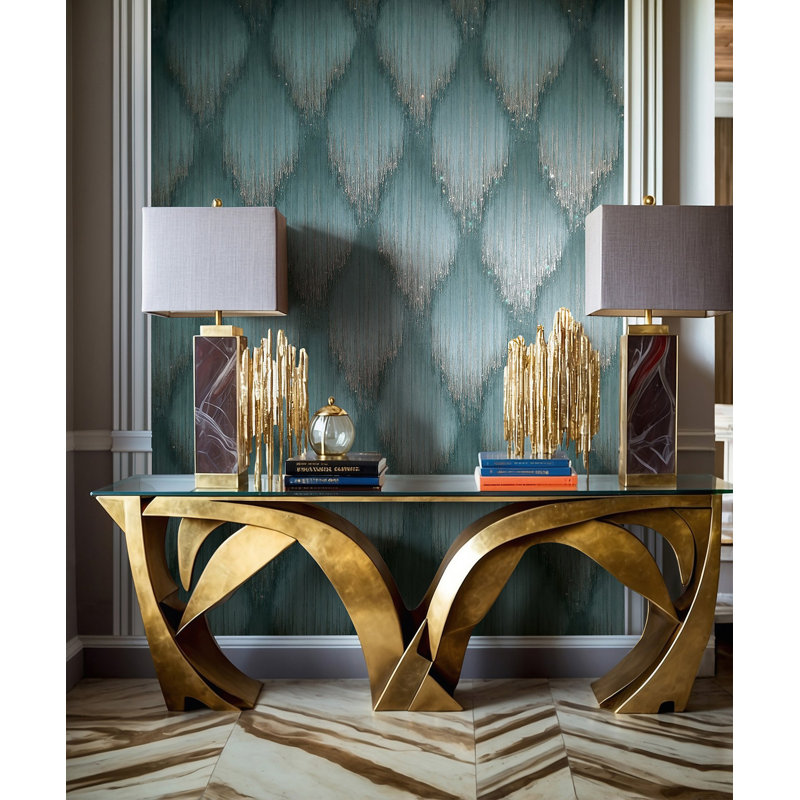 Galerie Fashion Icon Shimmer Rhinestone Stripes Wallpaper, Green
