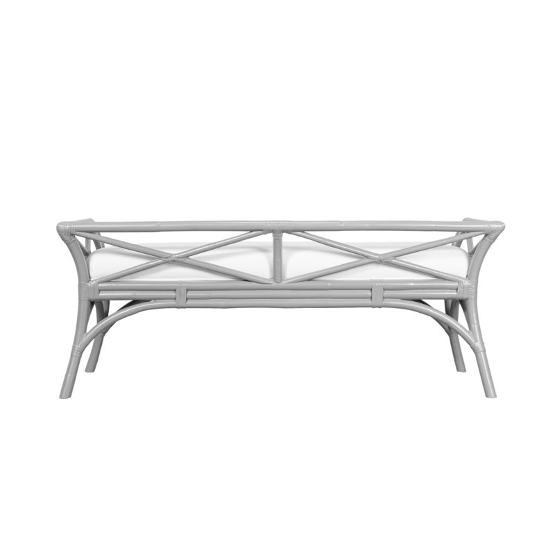 Wicker Bench, Light Gray