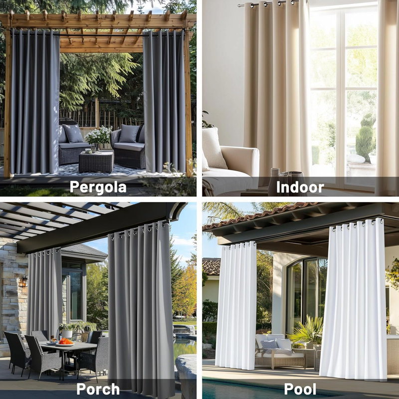  Rideaux d'extérieur imperméables Premium, Gris, L 54 po x L 100 po