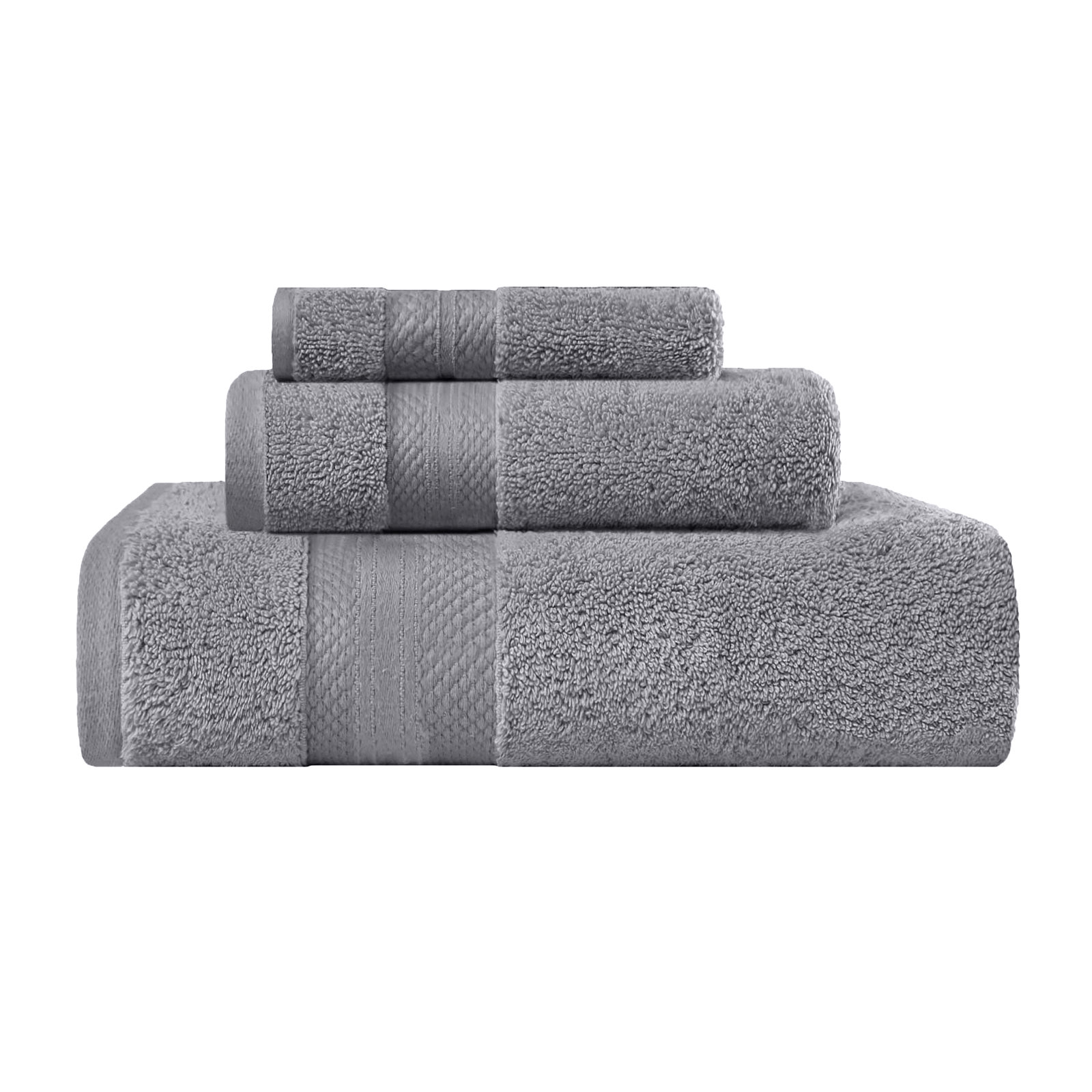 Finnian Ultra-Plush Heavyweight, 100% Turkish Towel Collection, Gray, 3 Piece Towel Set