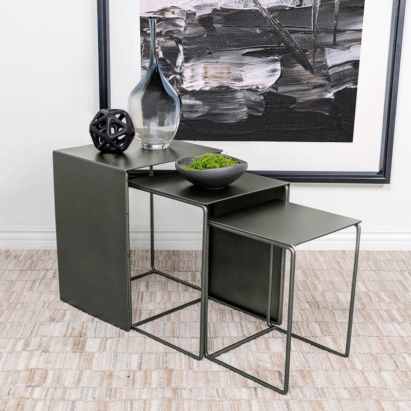 3-Piece Rectangular Metal End Table Set