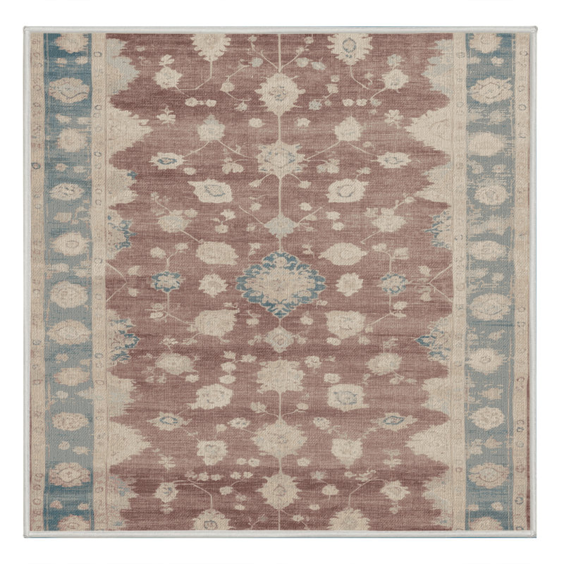 Tapis beige surteint lavable à la machine, Carré 6 pi