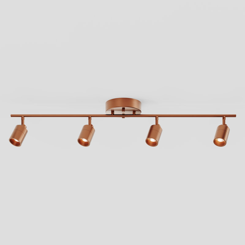 Shura 4-Light Integrated LED Track Light w/ Rotatable Heads, 3 ft. Track Lighting Kit, 3000k, 2240 Lumen, Copper