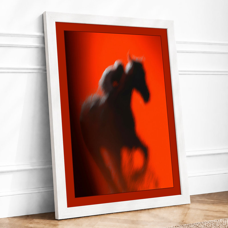 Rider In Motion Modern - Single Picture Frame Print, A4 - 29.7 x 21.0 cm, White