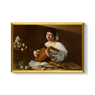 Le joueur de luth (version Hermitage), v. 1596-Caravage - Toile avec cadre sur mesure