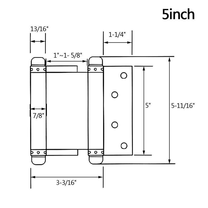 Spring Pair Door Hinges, 5.70" H x 3.18" W