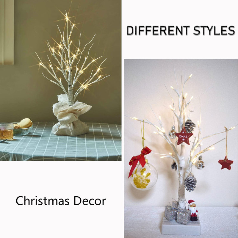 Lighted Birch Tree with Timer for Home Decor