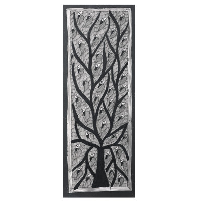 Oiseaux sur un arbre | Madhubani, peinture sur papier fait à la main