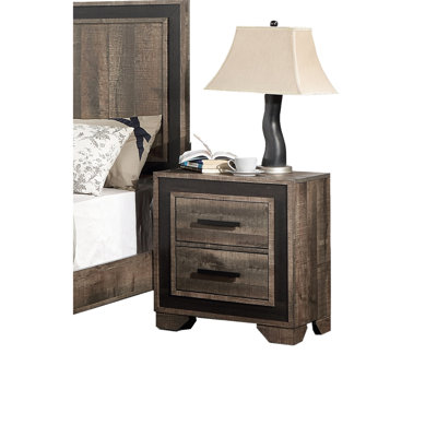 Transitional Bedroom 2 Nightstand With Oak Veneer Decoration Finish Bedside Table 2 Drawers For Modern