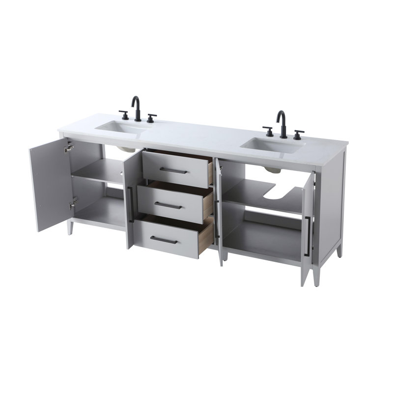 Meuble-lavabo double 84 po, Gris