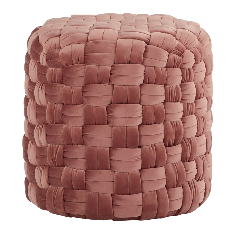 Repose-pieds tressé rond 16 po en velours rose par Lumisource, Rose