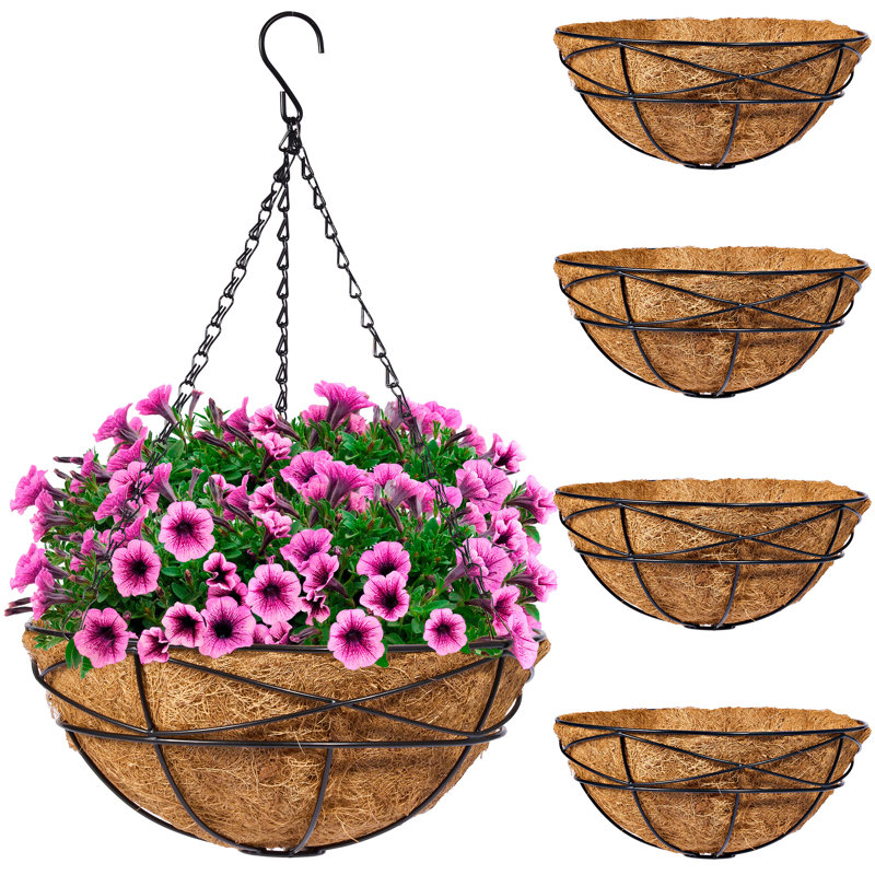 Ensemble de 4 paniers à fleurs suspendus en métal