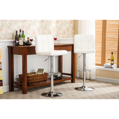 2 pièces tabourets de bar blancs avec système hydraulique réglable - siège en similicuir et base chromée pivotant à 360 degrés pour une utilisation polyvalente du tabouret (2 pièces) en mousse, confort accru