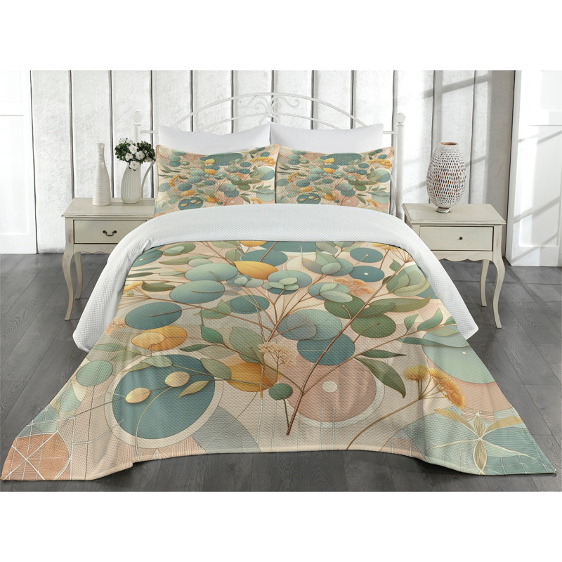 Polyester Floral Coverlet, Queen Coverlet + 2 Standard Shams
