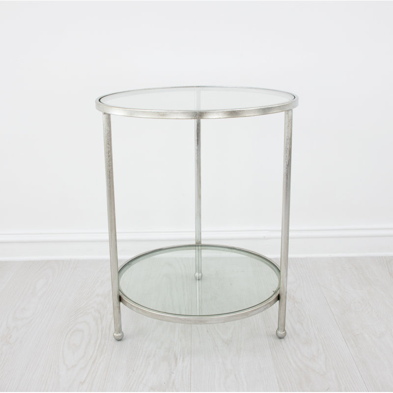 Lilia End Table, Antiqued Silver Leaf
