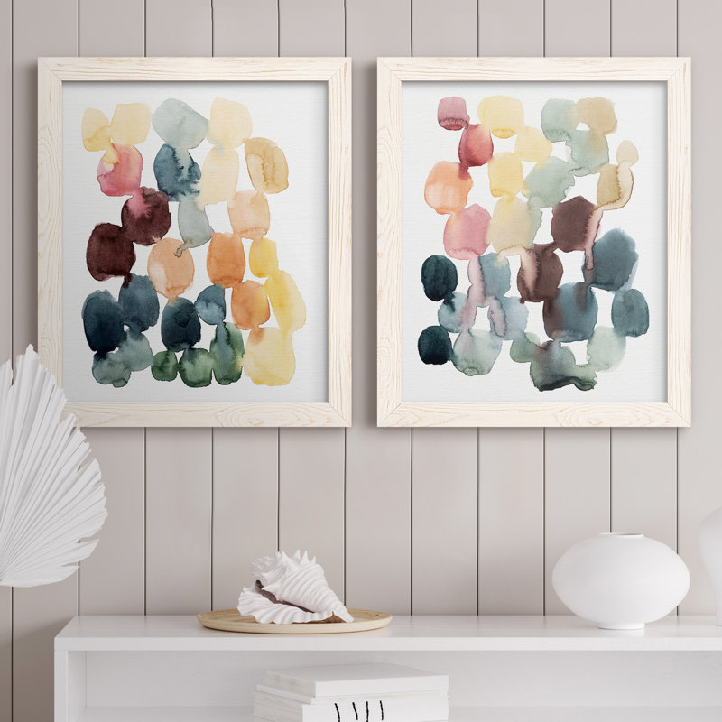 Desert Stones I - ensemble de 2 peintures sur toile encadrées, H 20 po x l 17 po, Blanc