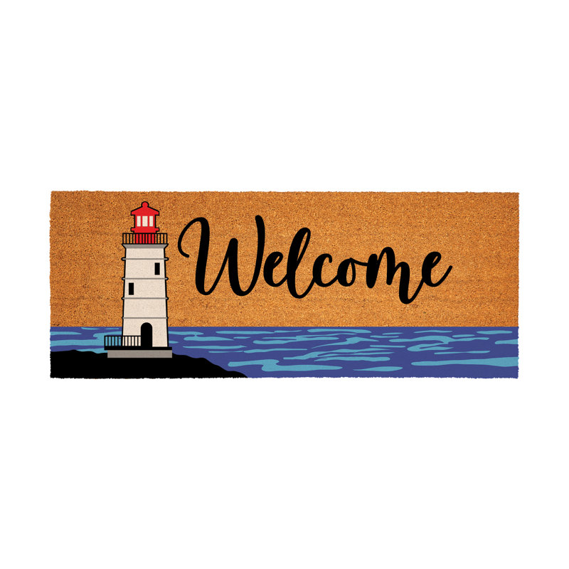 Tapis Coast Coast Coir, Bleu / noir / blanc / rouge / brun clair
