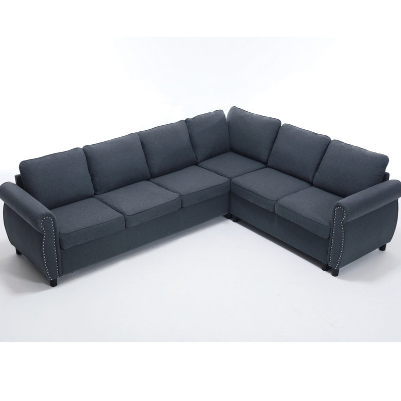 Canapé-lit 6 places gris foncé, canapé modulaire en forme de L, configuration multifonctionnelle, lit confortable, gris, matériau, design, confort agréable