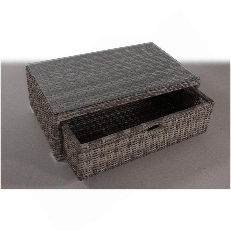 Table basse d'extérieur en verre entièrement assemblée