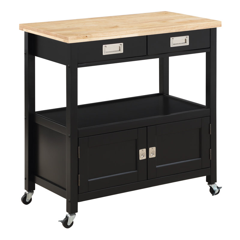 Brothwells Solid Wood Kitchen Cart, Black
