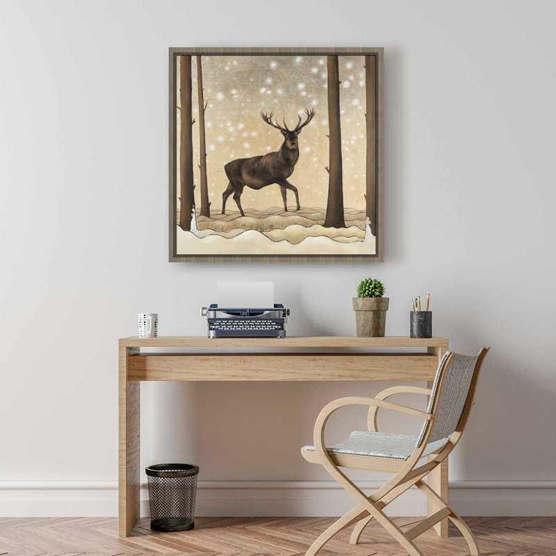 «Roe Deer in Winter Landscape», toile encadrée | Décoration intérieure, H 25,25 po x l 25,25 po