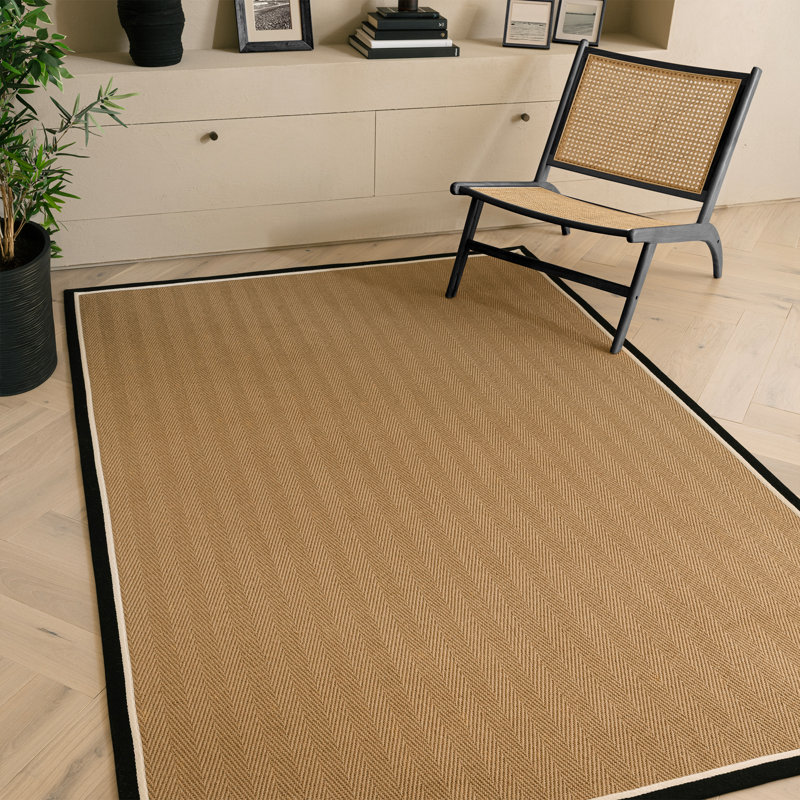 Rondle Herringbone Jute Area Rug, Rectangle 120 x 170 cm, Charcoal Cream