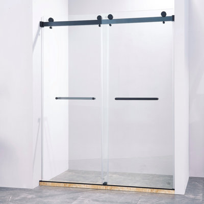 Frameless Shower Door, Minimalist Bathroom Double Sliding Shower Door