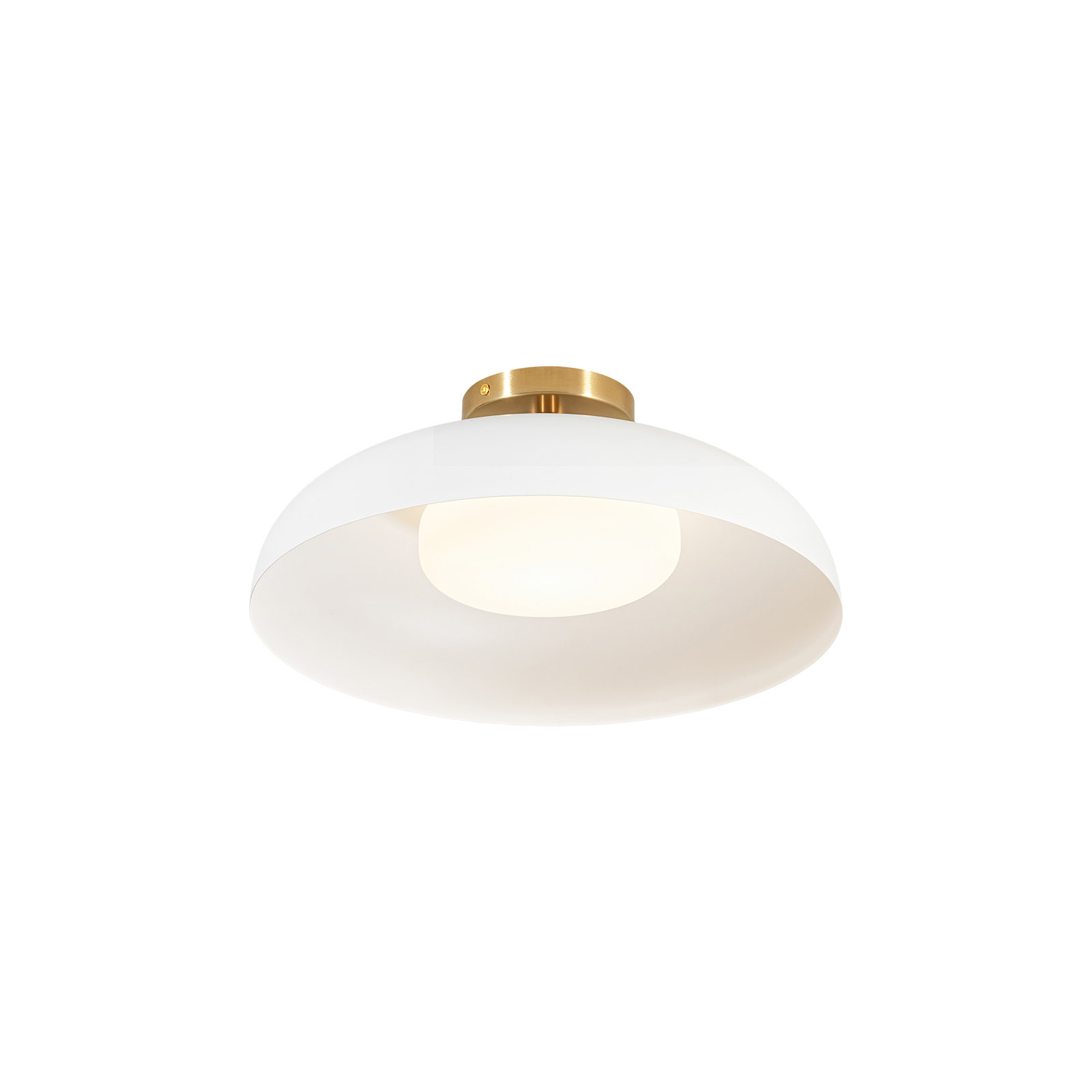 1 - Light Led Dome Semi Flush Mount With Glass Shade, White