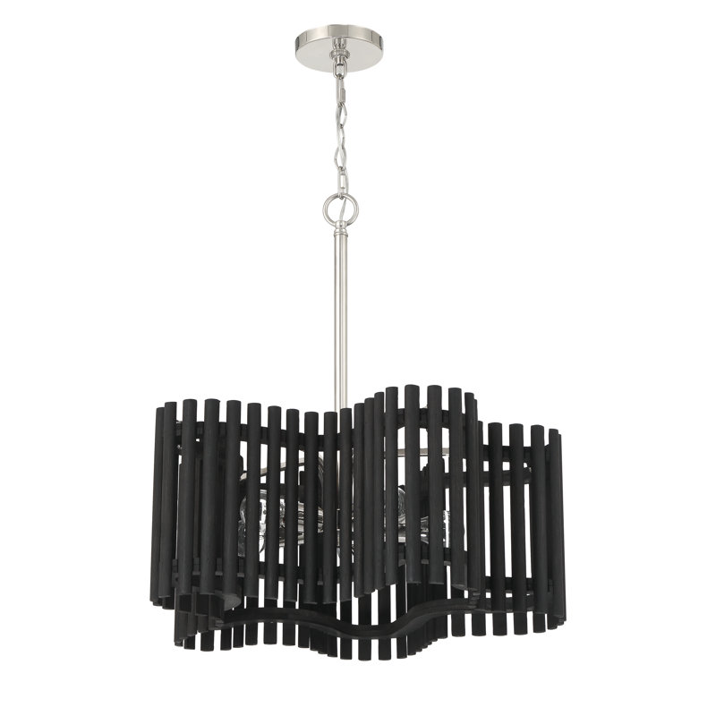 Lustre à 5 lumières Freeform, Nickel poli, Noir